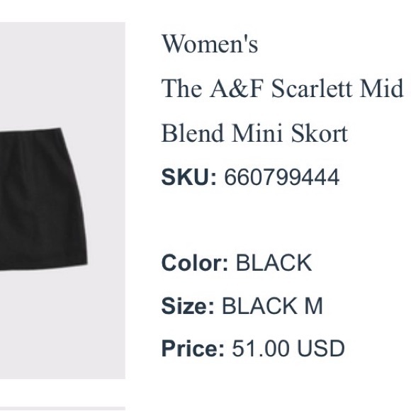 Abercrombie & Fitch Black Mid Rise Skort - Picture 4 of 4